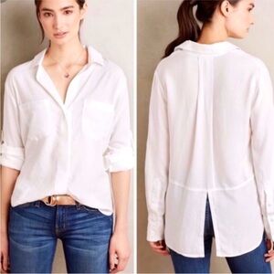 Cloth & stone White linen Button-Up Blouse